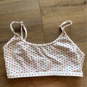 Brandy Melville Cream Bra with Red Hearts